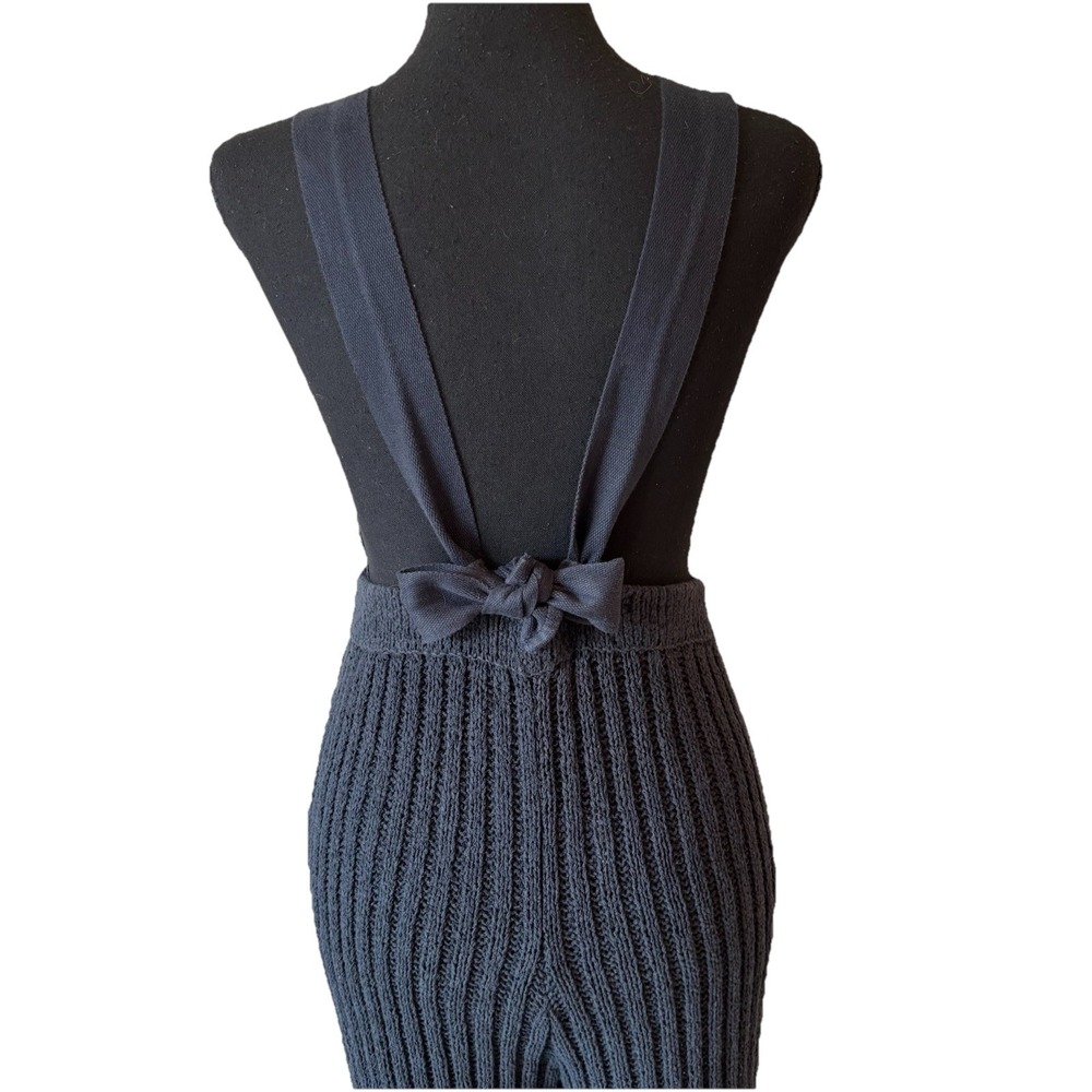 Free People Beach Knit Jumpsuit Ribbed Black Wide Leg Cozy Style Size Small - Picture 7 of 13